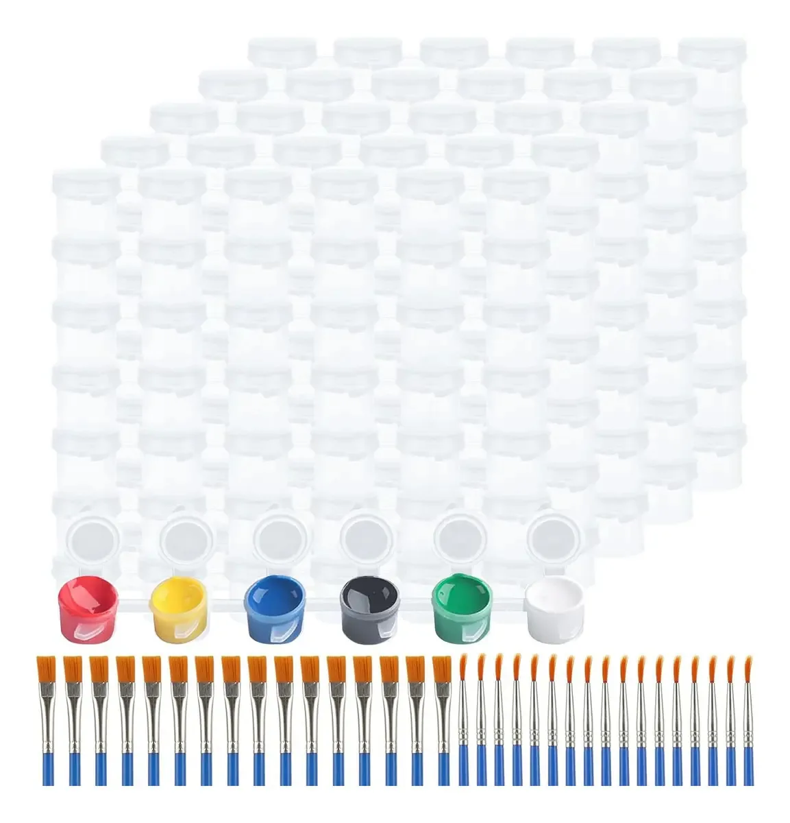 50 tiras de tinta vazias, frascos de tinta, recipientes