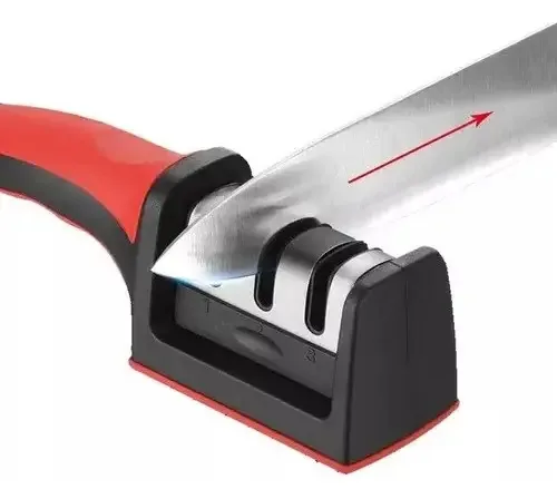 Compre 1 Leve 2 Afiadores Amoladores De Facas 3 Em 1 Cor Vermelho
