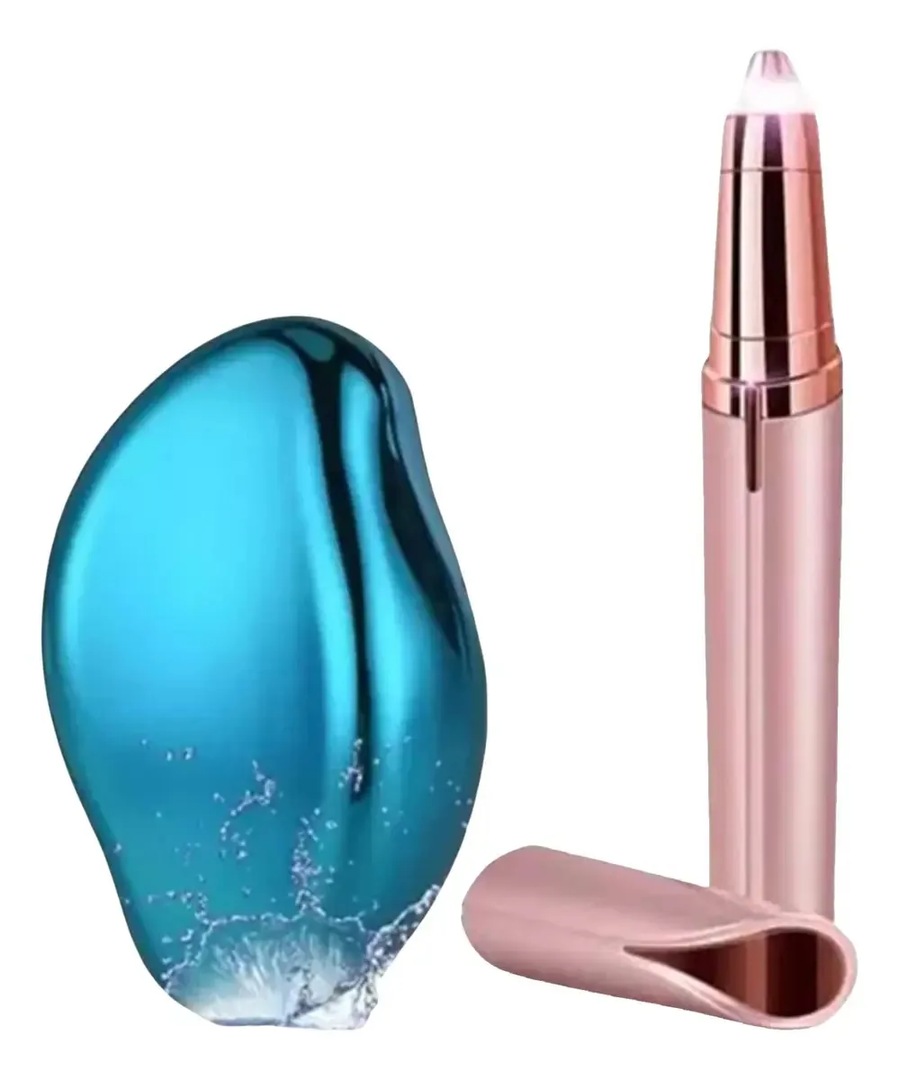 Conjunto de perfis de depiladora de beleza e depiladora cor de pedra branca - ouro rosa