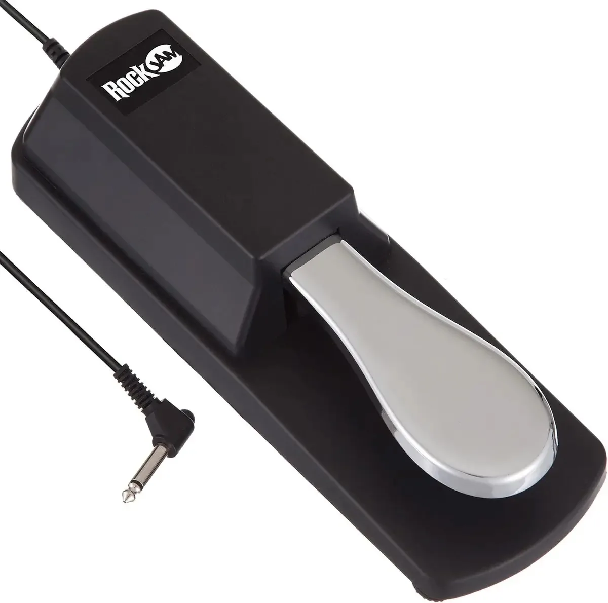Rockjam Pedal Universal para Teclados Eletrônicos e Pianos Digitais com Interruptor de Polaridade, Parte Inferior de Borracha Antiderrapante e Cabo de 6 Pés