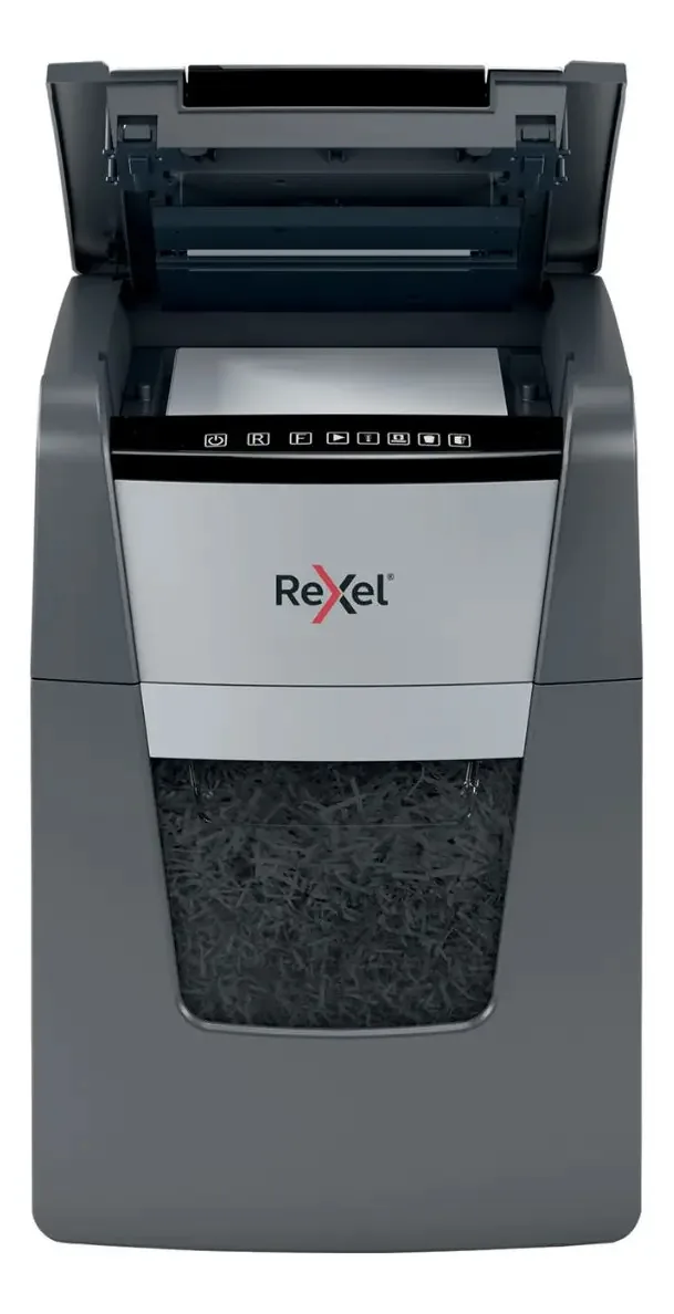Triturador de papel cinza Rexel Optimum Auto+ 100x 34 litros