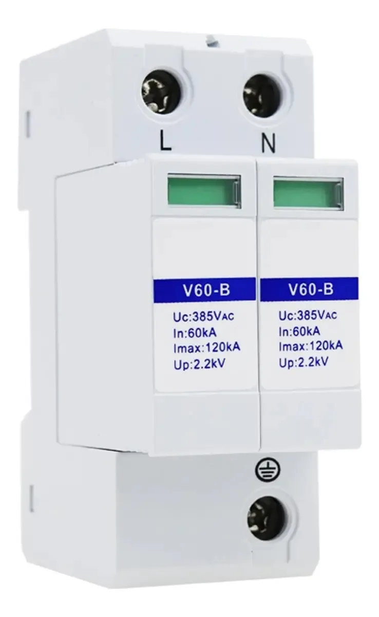 Pára-raios de Fonte de Alimentação Classe B de 220 V, 60-120 Ka, Pára-raios de Fonte de Alimentação Monofásica, Protetor Contra Sobretensões V60-b