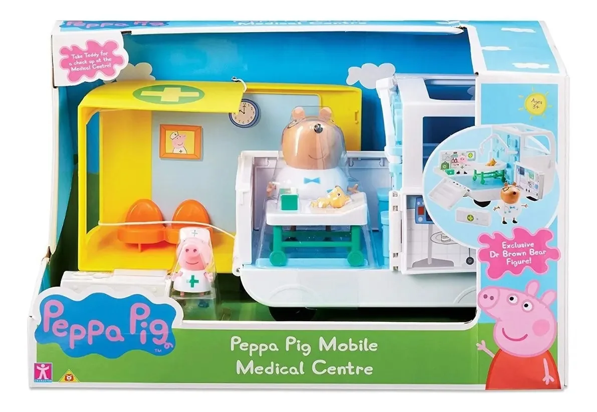 Ambulância automotiva Peppa Pig com bonecas e acessórios, cor branca