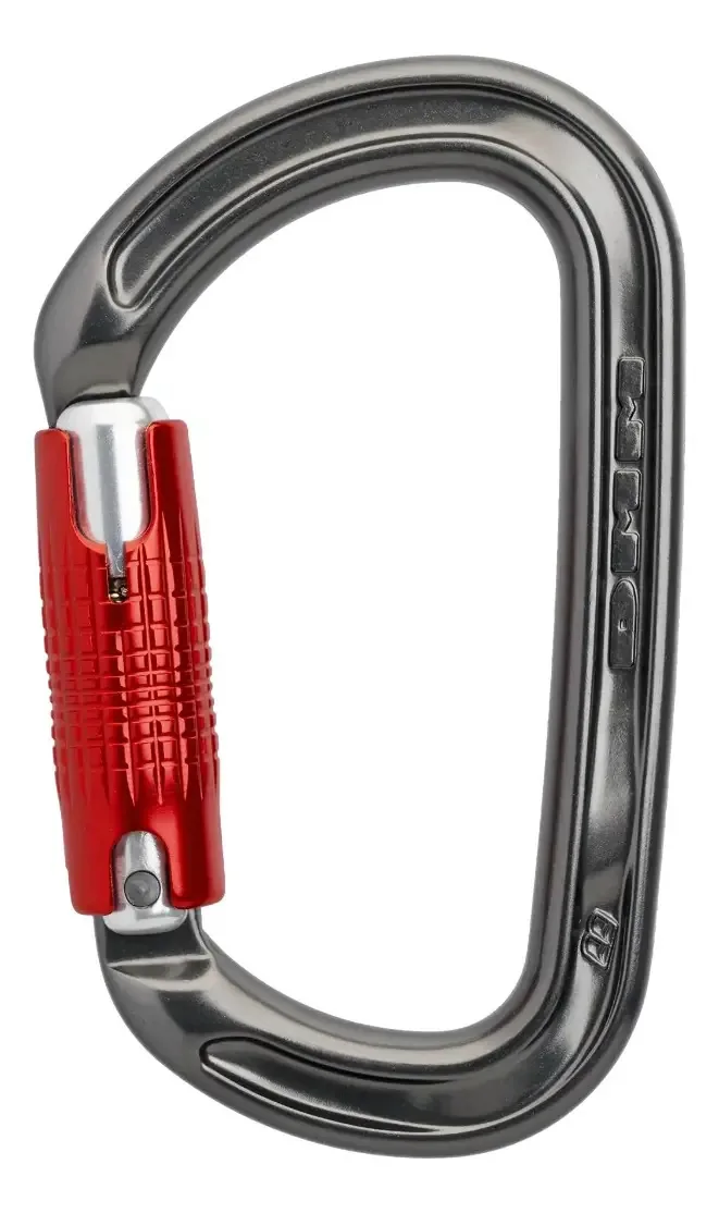 Mosquetão automático Dmm D de 30 Kn Rapel Rescue Tipo Pétala Cor Titânio/Vermelho
