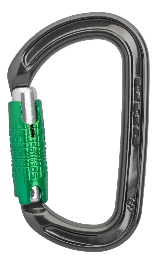 Mosquetão Dmm D Triple Lock 30 Kn Rapel Rescue Nfpa cor titânio/verde