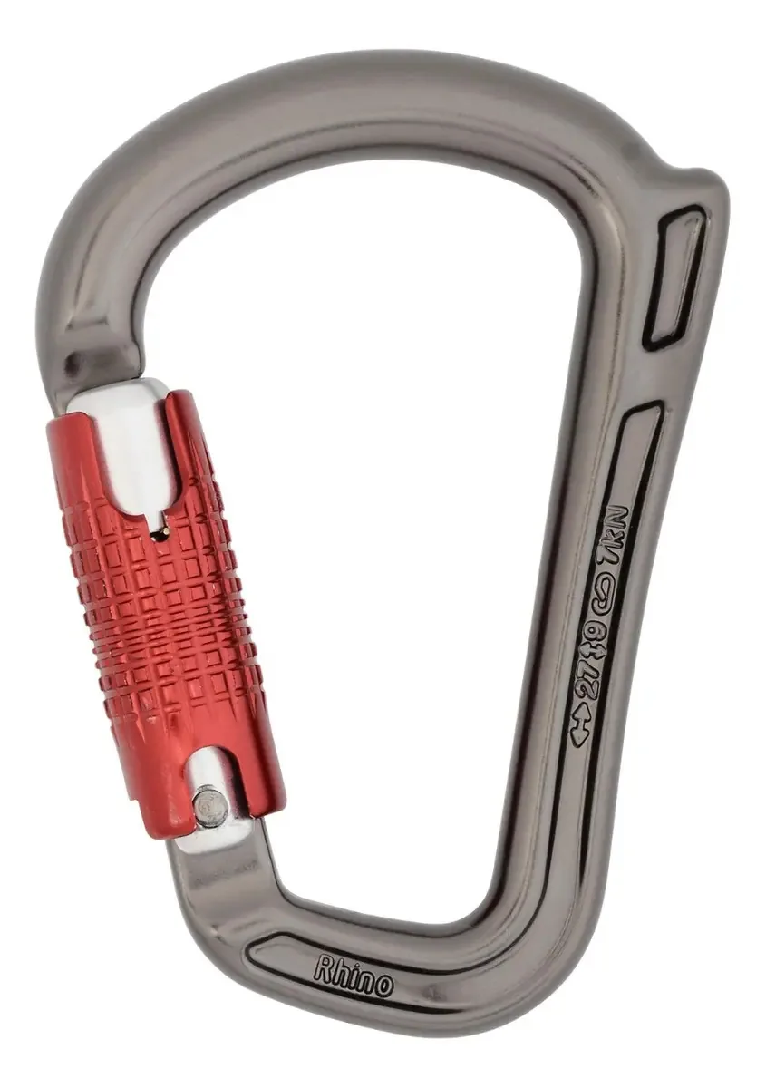 Mosquetão Dmm Rhino Anti-Twist de 2 etapas Rapel Mountain Rescue, cor cinza/vermelho