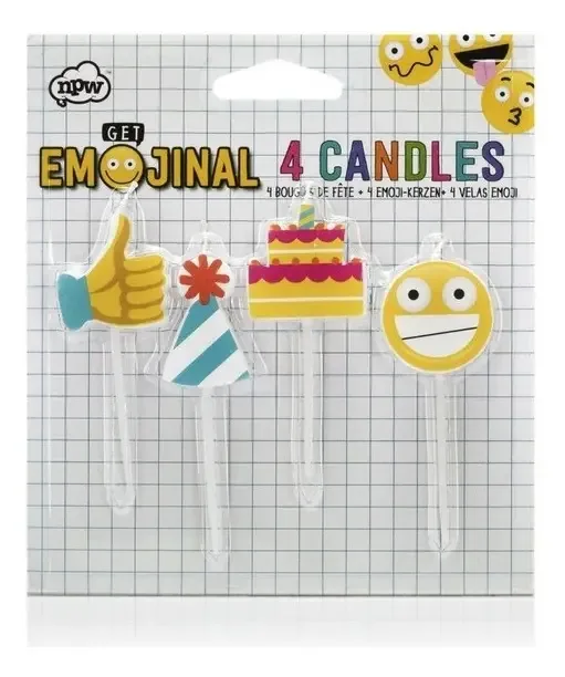 4 velas de emoji diferentes - velas de aniversário