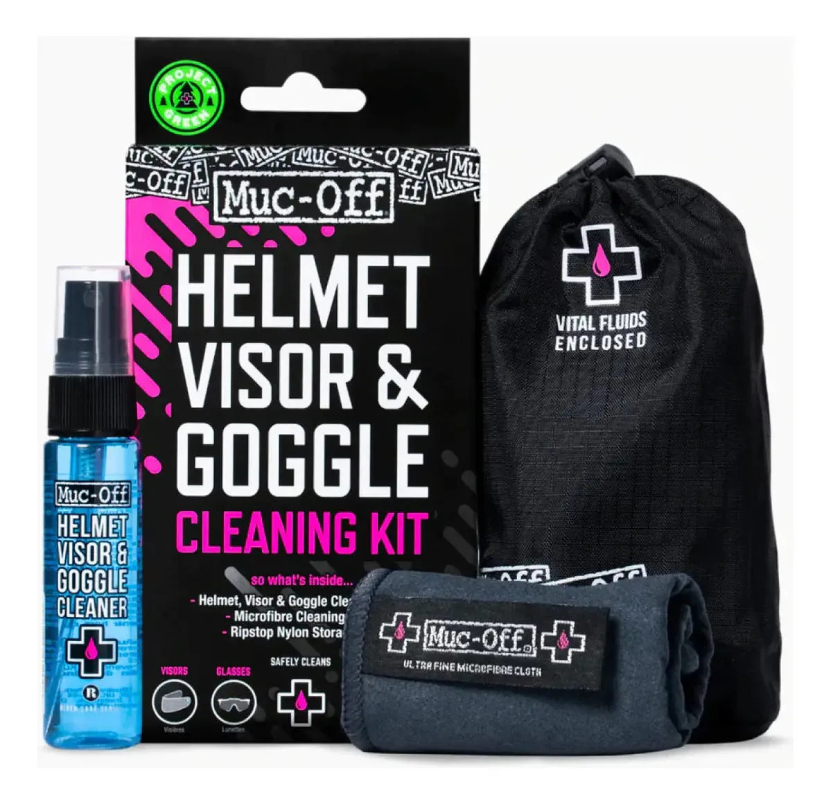 Pano e limpador de lentes e óculos de motocicleta Muc-off