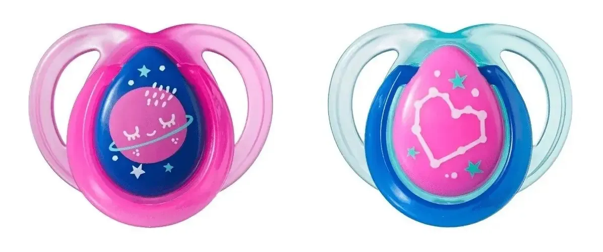 Kit 2 Chupetas 0-6m Tomme Tippee Brilha No Escuro Cor Rosa