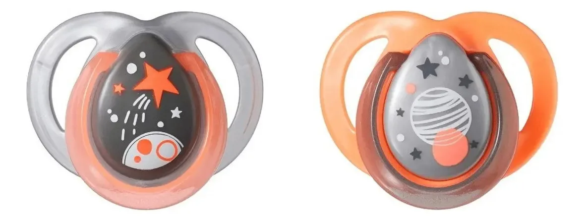 Kit 2 Chupetas 0-6m Tomme Tippee Brilha No Escuro Cor Cinza