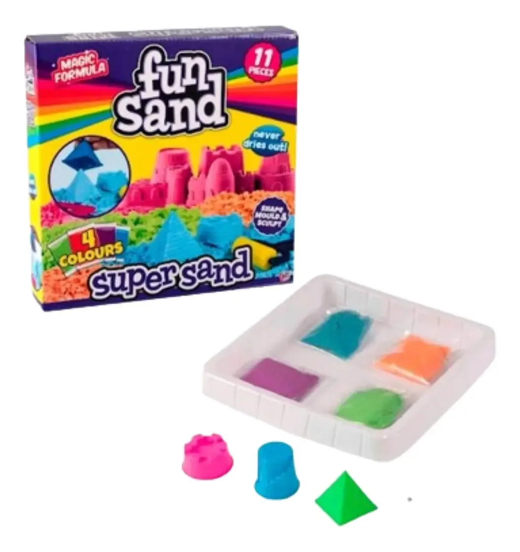 Conjunto de 4 areias e ferramentas Hti Fun Sand Supersand, colorido, multicolorido