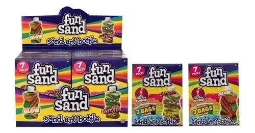 Garrafa Magic Moldable Sand Fun Sand, 7 peças, multicolorida