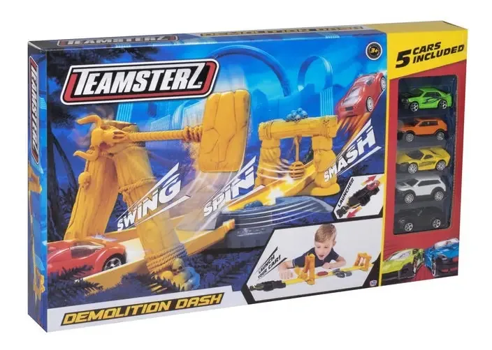 Brinquedo infantil Teamsterz Car Track + 5 Cars® Cor amarela