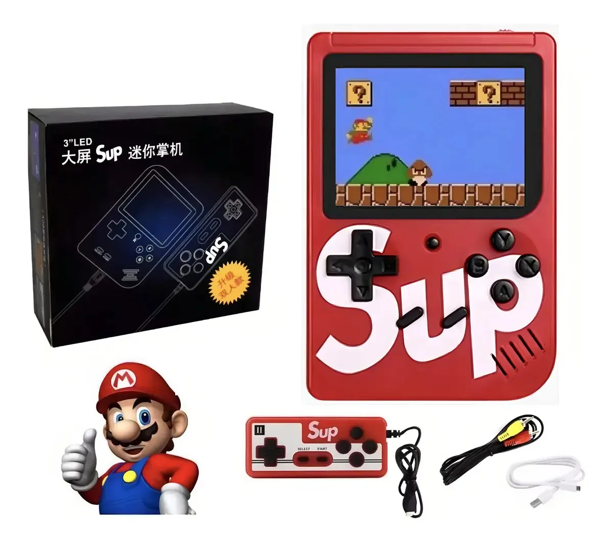 Gadgetsmx Mini Console Retrô Portátil com 400 Jogos e Controle Remoto (Vermelho)