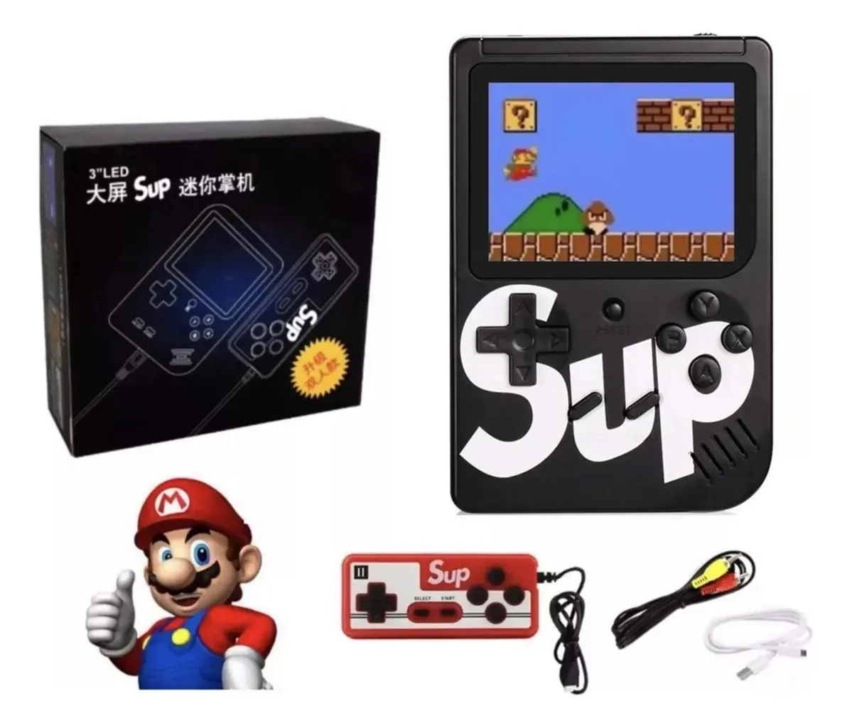 Gadgetsmx Mini Console Retrô Portátil com 400 Jogos e Controle Remoto (Preto)