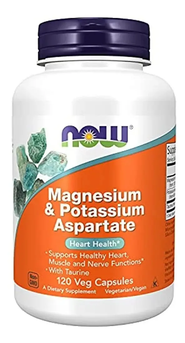 Suplementos Now, aspartato de magnésio e potássio com Tauri