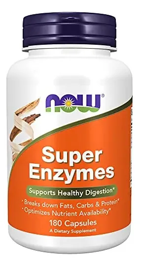 Suplementos enzimáticos digestivos Now 180 Bromelaína, sem sabor