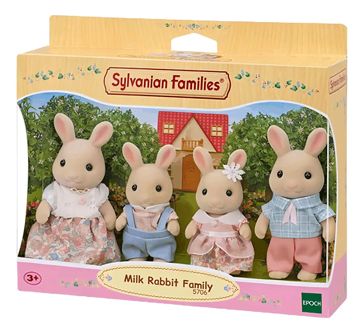 Bonecos Sylvanian Familia dos Coelhos de Leite Epoch