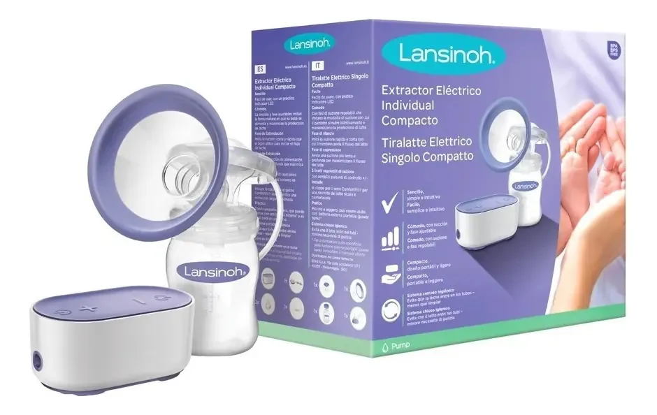 Bomba tira leite elétrica única compacta Lansinoh 54090