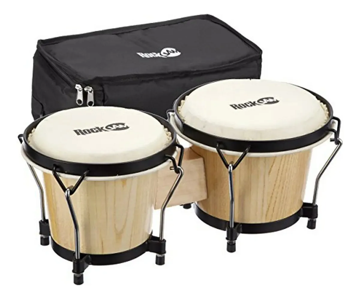 Conjunto de bongôs Rockjam 7 e 8 com bolsa acolchoada e chave