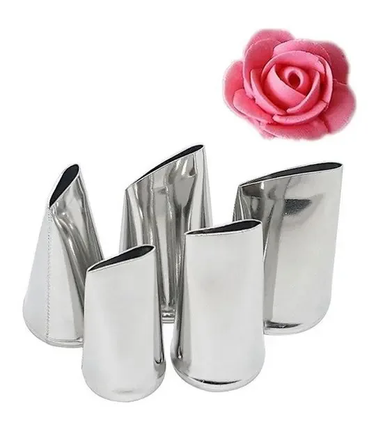 Conjunto de 5 bicos e pontas para pétalas, flores e confeitaria