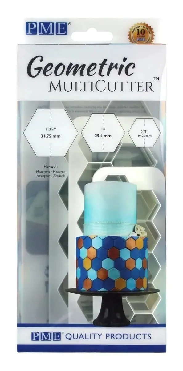 Conjunto de 3 cortadores geométricos Pme - Gmc104 (hexágono), cor branca