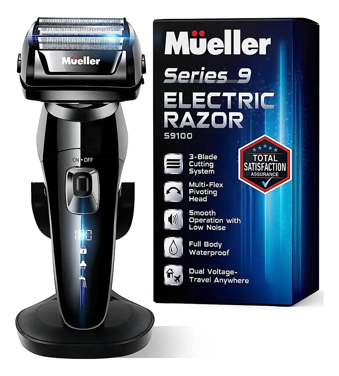 Barbeador elétrico Mueller para homens, molhado