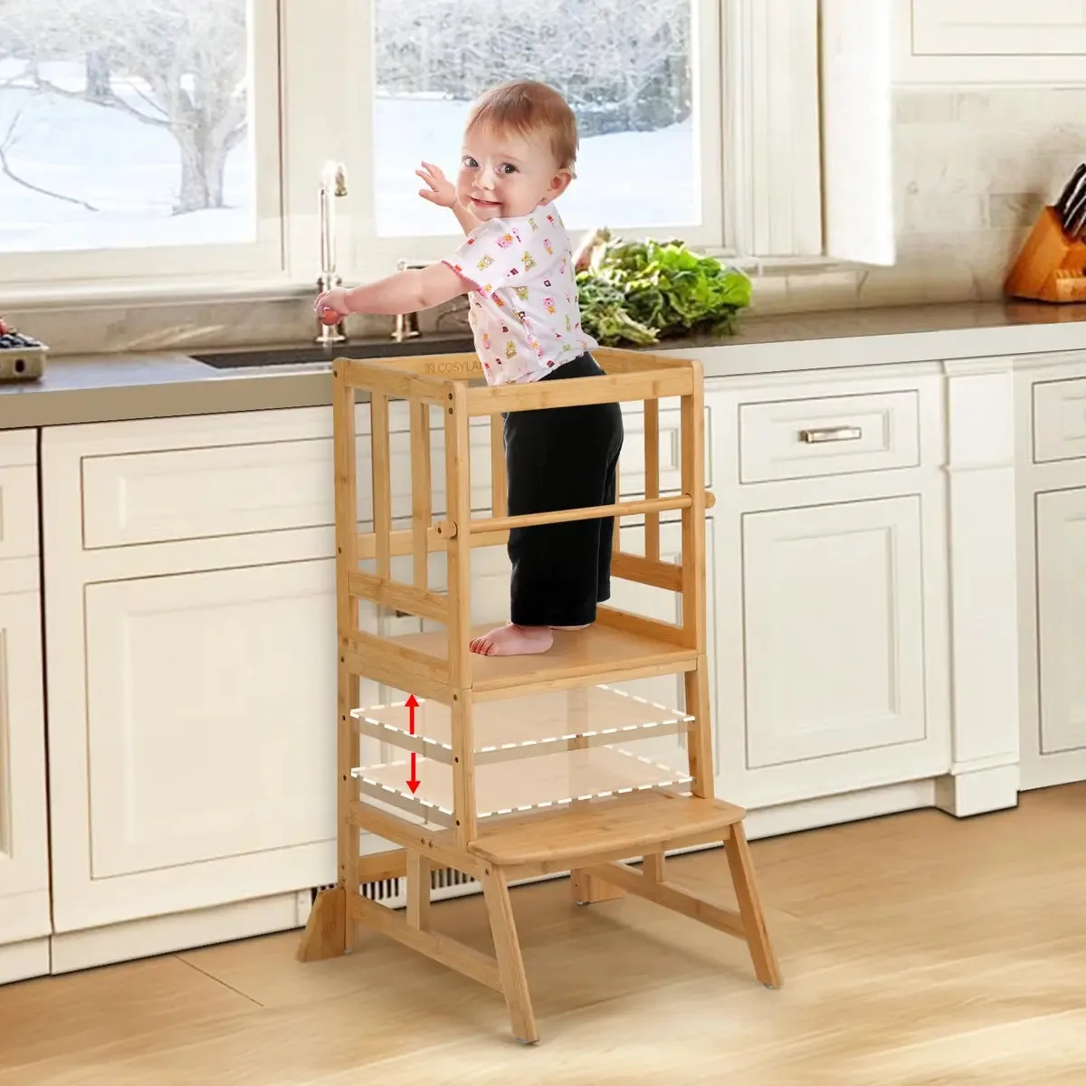 Banqueta de cozinha Cosyland para crianças pequenas, altura Ajus