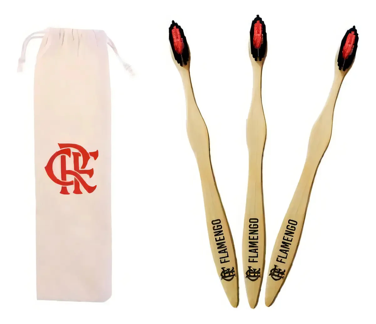 3 Escovas De Dentes Ecológicas De Bambú Do Flamengo