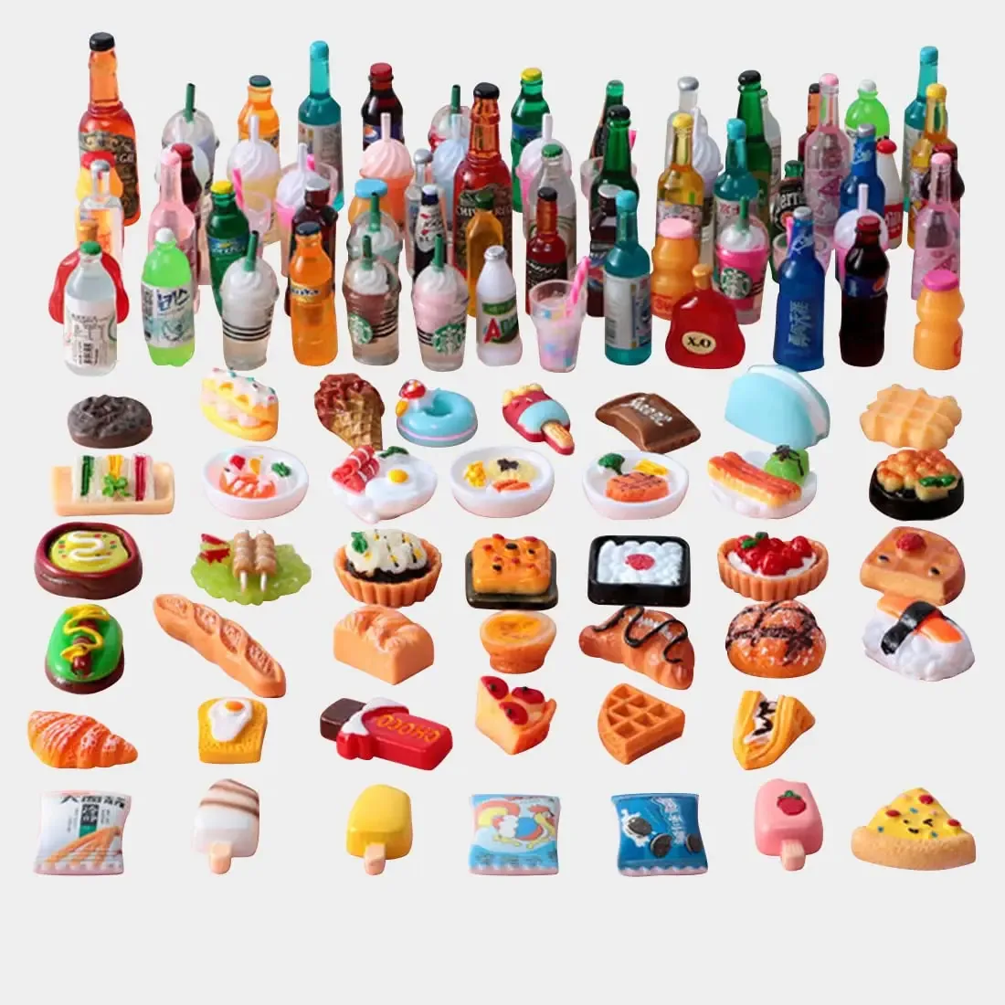 Fabb Brinquedo de Comida em Miniatura, Conjunto de 60 Brinquedos de Cozinha, Acessórios de Cozinha para Crianças, Brinquedo de Natal, para Casa de Bonecas 1:12, Acessórios de Brinquedos de Comida