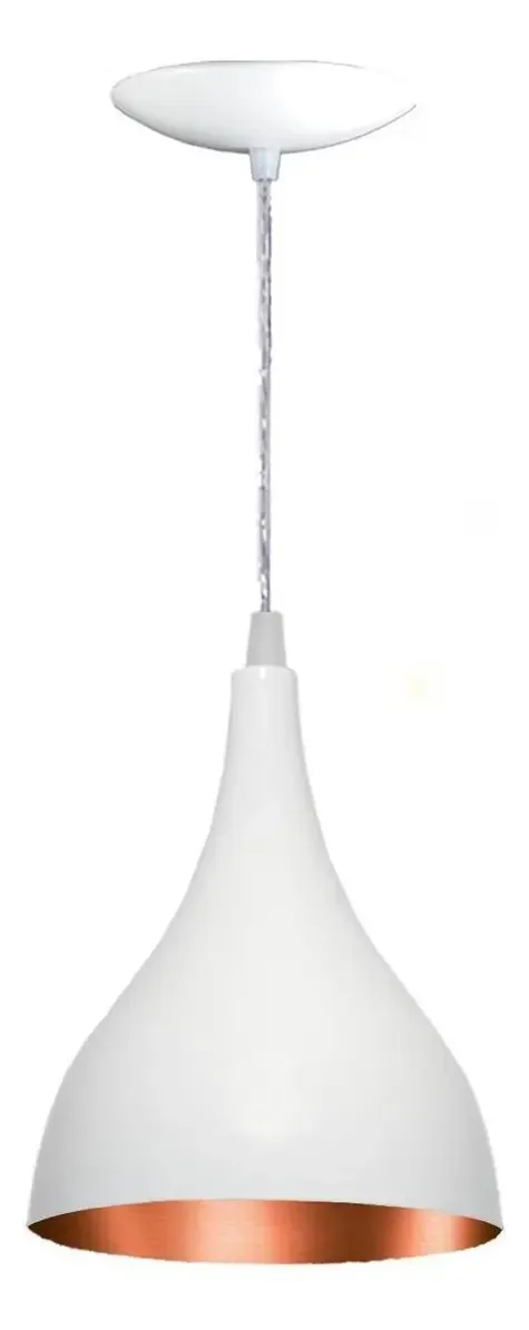 Lustre Pendente Gota Em Alumínio - Branca E Cobre