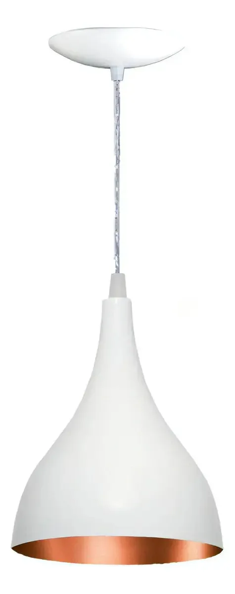 Lustre Pendente Balcão Cozinha Americana - Branca E Cobre