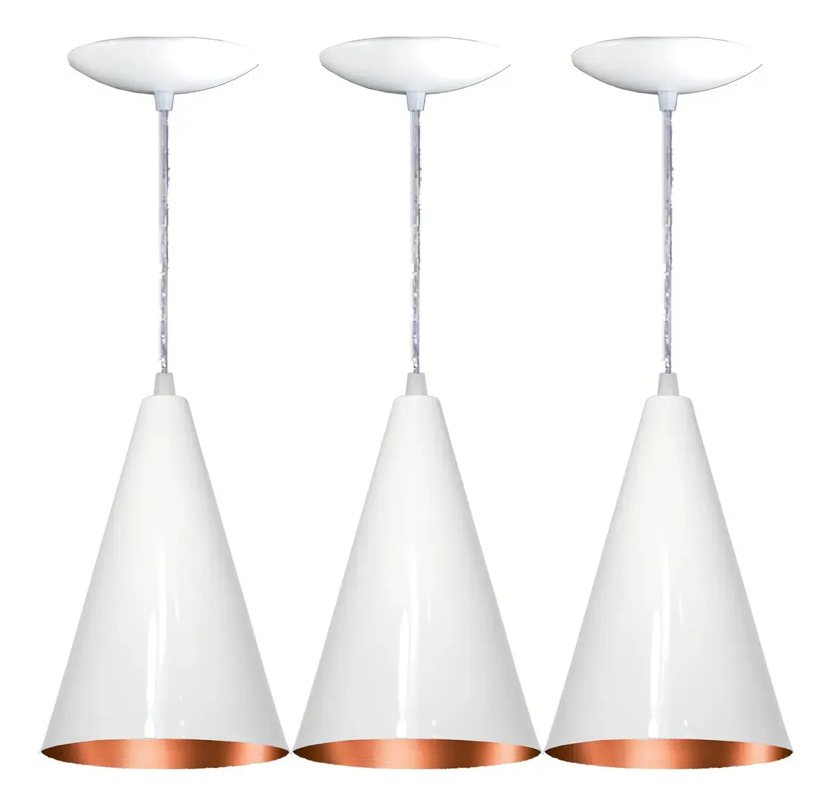 Kit 3 Luminárias Pendentes Estillo & Luz Cone Branco 15cm