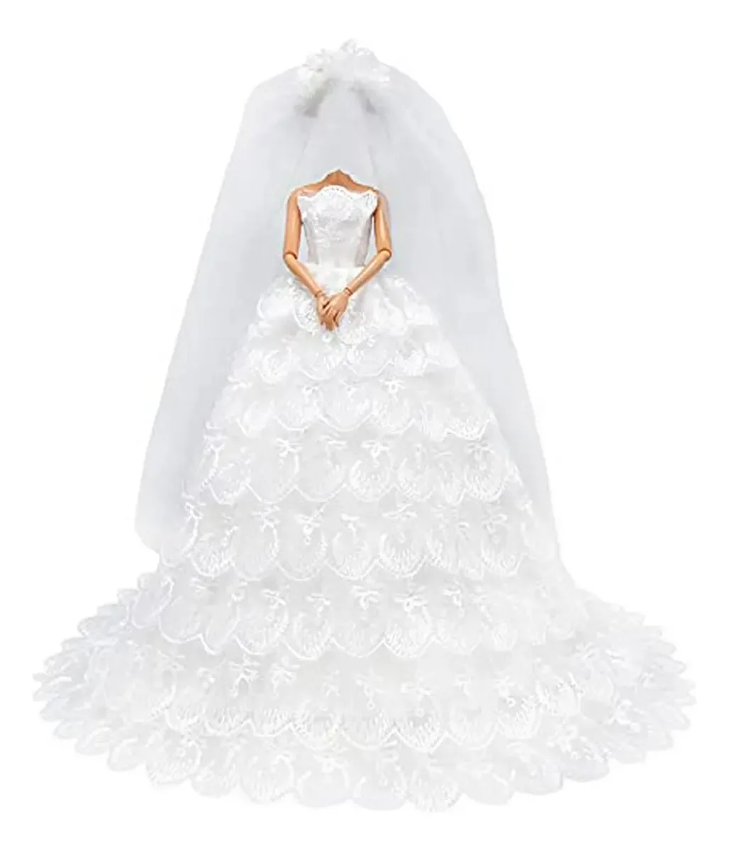 Kit de roupas para boneca de 30cm E-TING Vestido de novia para muñeca - 2 peças