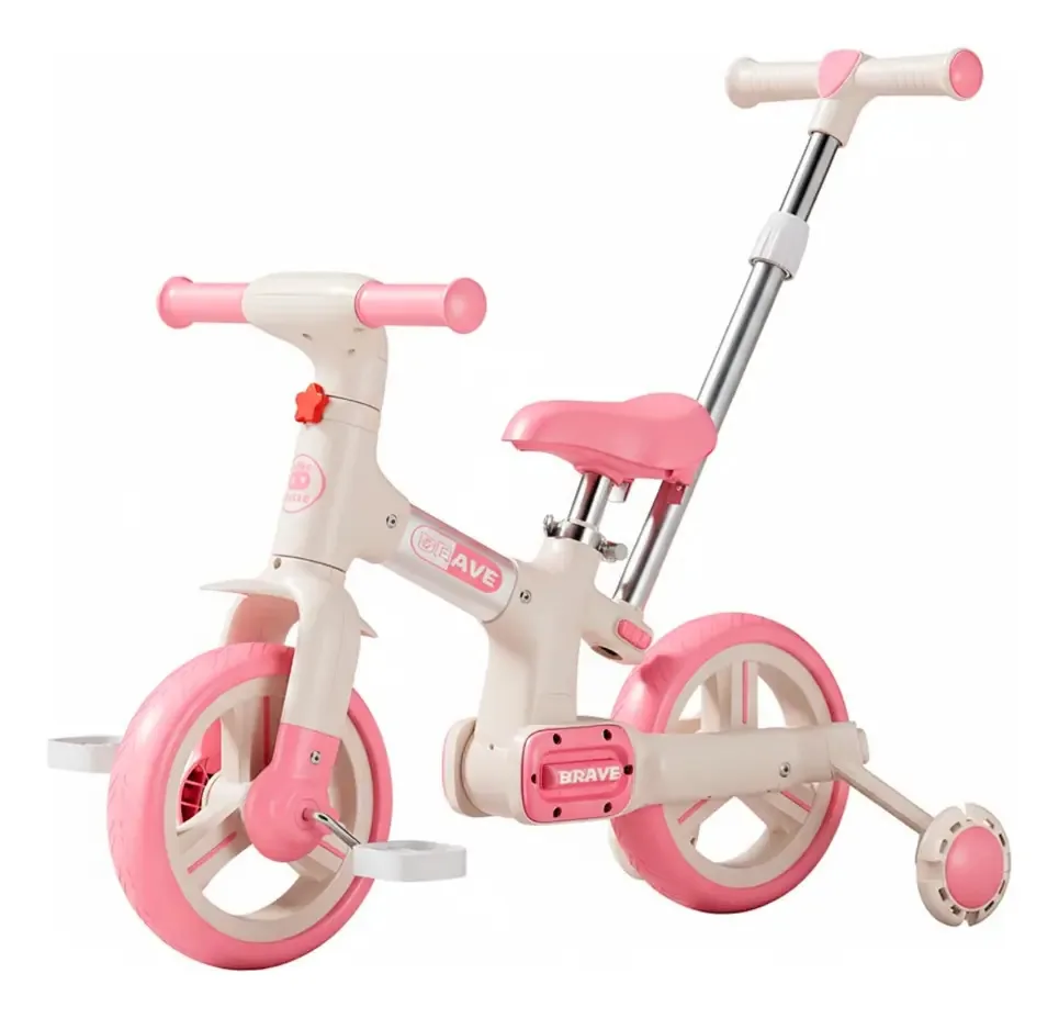 Triciclo infantil com pedais e rodinhas rosa