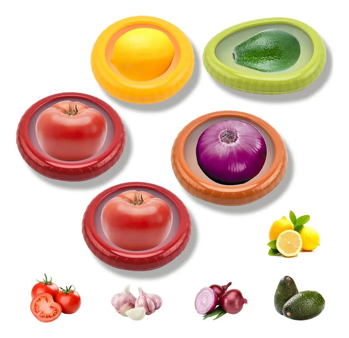 Recipientes de silicone reutilizáveis para frutas e vegetais