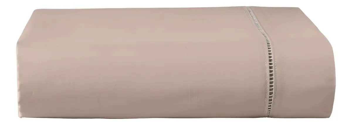 Lençol Casal King 600 Fios Algodão Cáqui Liso Celia Bordados