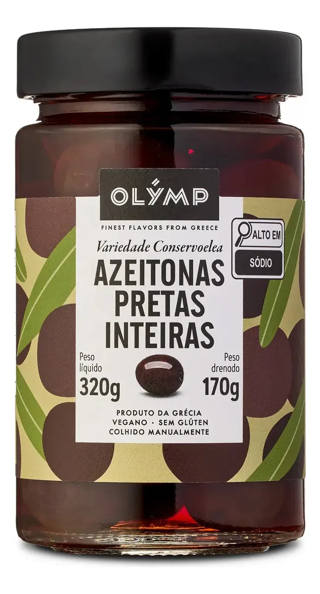Azeitonas Pretas Inteiras 170g Olymp Grécia
