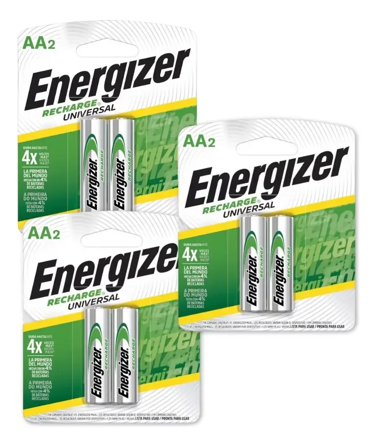 Kit Com 6 Pilhas Recarregáveis Energizer Aa - 2000mah