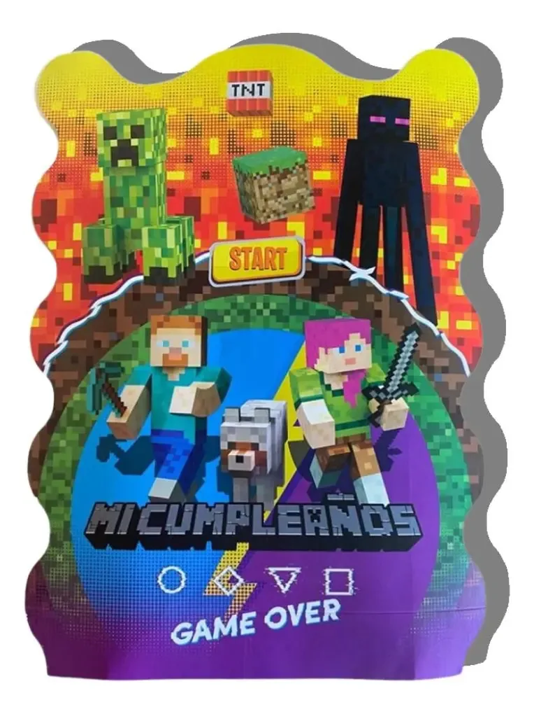 Decoração de festa de aniversário Minecraft 3d Piñata 36x29cm