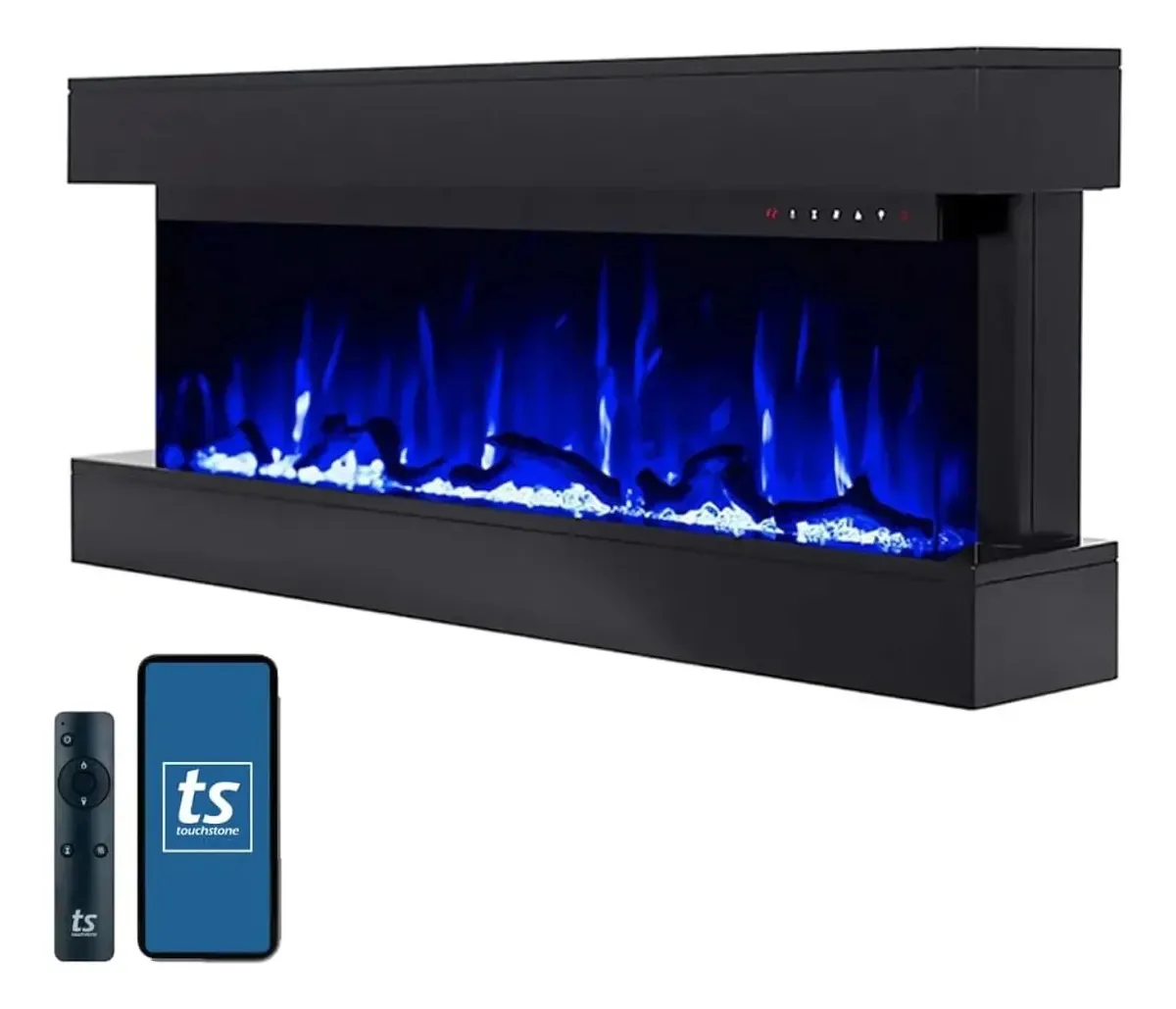 Lareira elétrica inteligente com controle WiFi e 10 cores