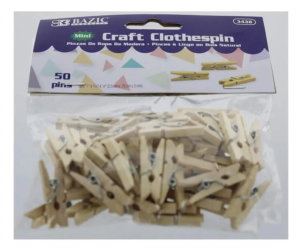 Mini Roupas Naturais Básicas, Madeira, 50 Por Pacote (p)