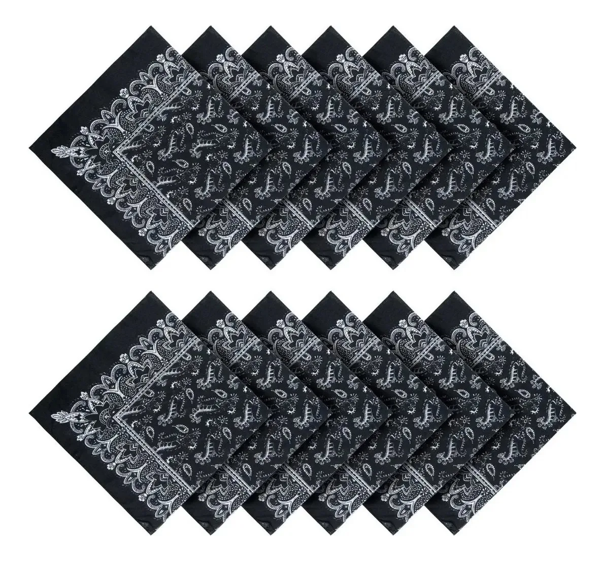 12 bandanas baratas, pretas, para crianças e adultos, atacadista