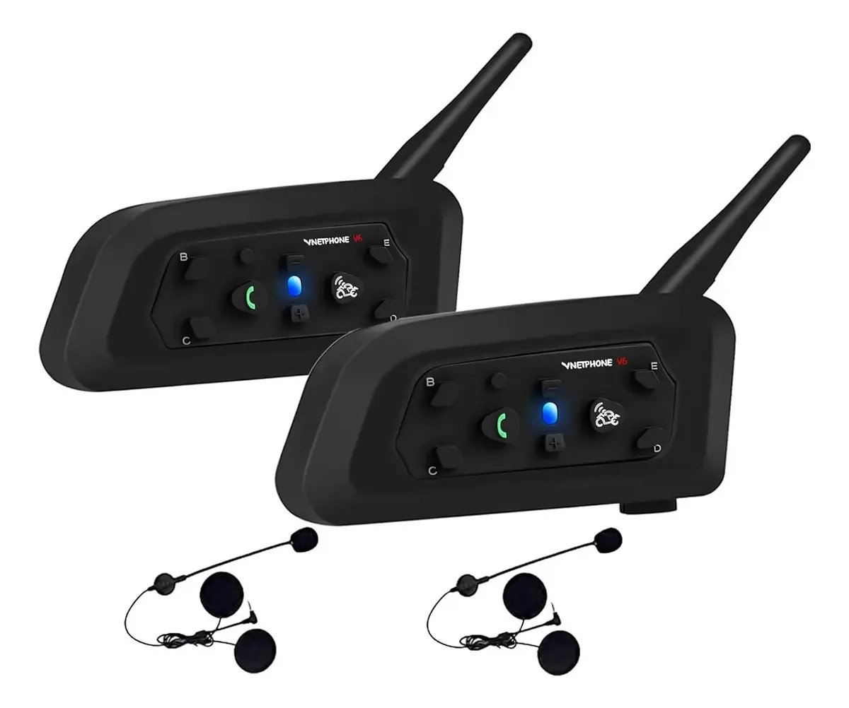 Intercomunicador Bluetooth Ejeas V6, pacote com 2 unidades Bluetooth