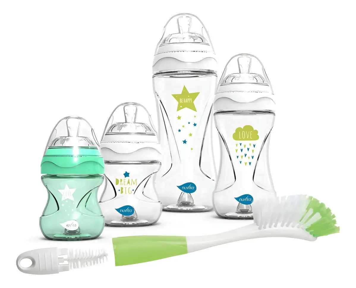 Conjunto de mamadeiras Nuvita, cor verde, verde
