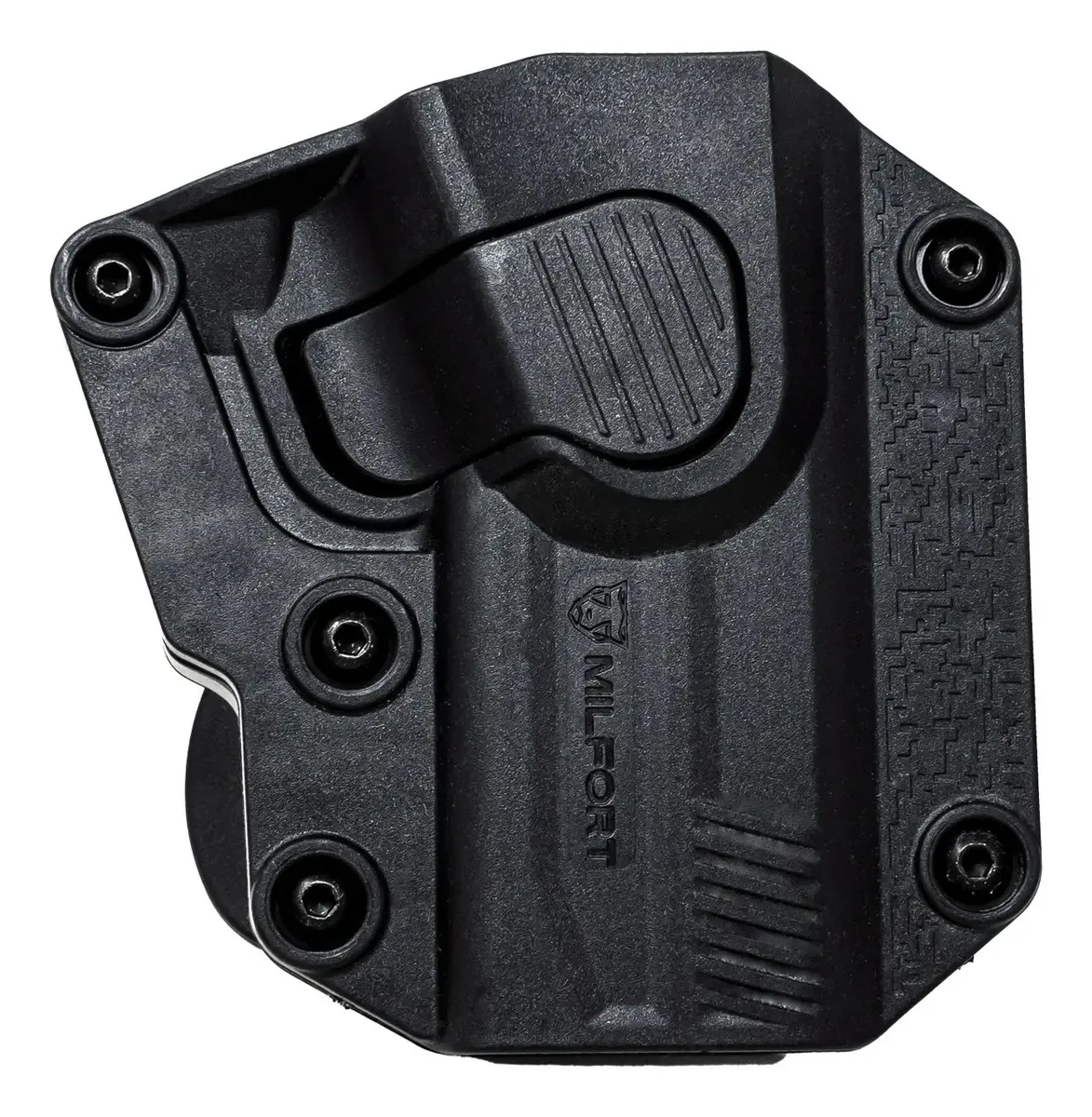 Porta-armas universal Milfort, ajustes de polímero reforçado, cor, ajuste, paleta, orientação para a mão direita