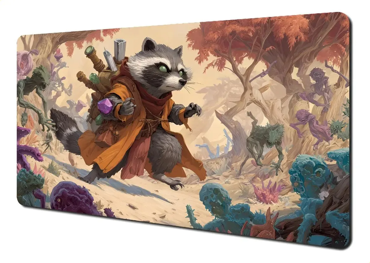 Mesa de jogos e mouse pad Magic Raccoon Warrior