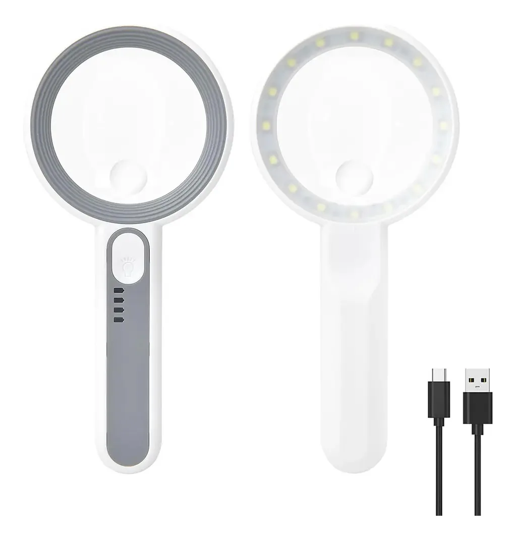 Lupa portátil 30x portátil com luz LED