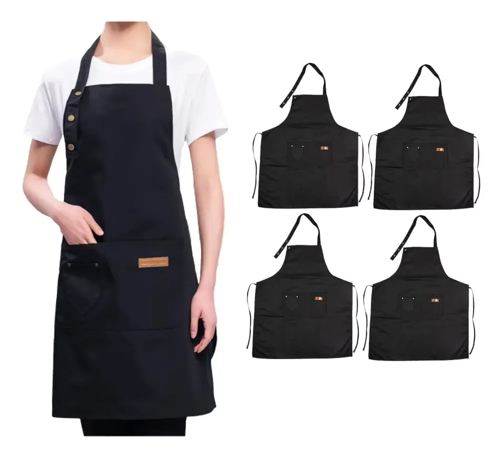 Avental de cozinha Ifazvnes MJ-WQ7081 Avental de cozinha preto liso