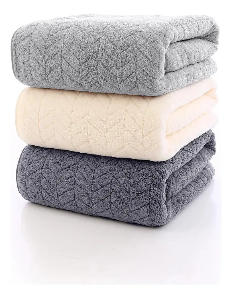 Conjunto completo de toalhas de banho, toalhas grandes de microfibra, 3 peças, cor azul sólido